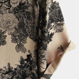 Khaki Vintage-Hawaiihemd für Herren mit Blumen