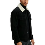 Herren-Samtjacke mit Sherpakragen – Schwarz