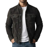 Herren-Wildlederjacke mit Knöpfen