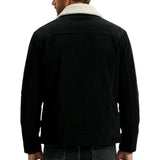 Herren-Samtjacke mit Sherpakragen – Schwarz