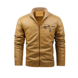 Herren-Lederjacke im Retro-Stil mit Fleece