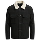 Herren-Samtjacke mit Sherpakragen – Schwarz