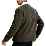 Herren-Velourjacke mit Sherpakragen – Kaffeebraun