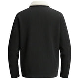 Herren-Samtjacke mit Sherpakragen – Schwarz