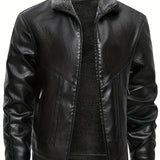 Elegante Herren-Lederjacke mit Fleecefutter