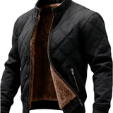 Herren-Steppjacke im Retro-Look mit Fleece – Schwarz