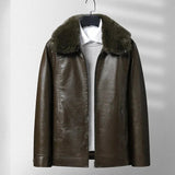 Herren-Lederjacke mit Fleecefutter