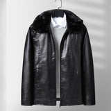 Herren-Lederjacke mit Fleecefutter