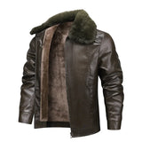 Herren-Lederjacke mit Fleecefutter