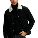 Herren-Samtjacke mit Sherpakragen – Schwarz