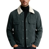 Herren-Samtjacke mit Sherpakragen – Graphit