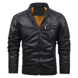 Herren-Lederjacke im Retro-Stil mit Fleece