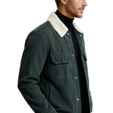Herren-Samtjacke mit Sherpakragen – Graphit
