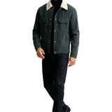 Herren-Samtjacke mit Sherpakragen – Graphit