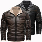 Herren-Lederjacke im Retro-Stil mit Fleecefutter