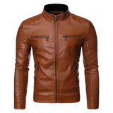 Herren-Lederjacke mit Stehkragen