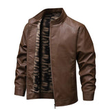 Herren-Lederjacke im Vintage-Stil mit Fleecefutter