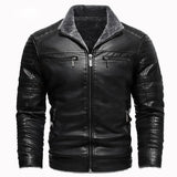 Herren-Lederjacke im Retro-Stil mit Fleecefutter
