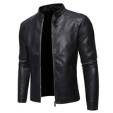 Schwarze Herren-Lederjacke mit Stehkragen