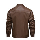 Herren-Lederjacke im Vintage-Stil mit Fleecefutter