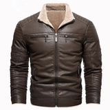 Herren-Lederjacke im Retro-Stil mit Fleecefutter
