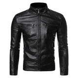 Herren-Lederjacke mit Stehkragen