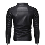 Schwarze Herren-Lederjacke mit Stehkragen