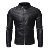 Schwarze Herren-Lederjacke mit Stehkragen