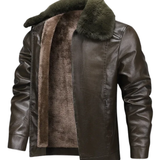 Herren-Lederjacke mit Fleecefutter