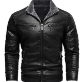 Herren-Lederjacke im Retro-Stil mit Fleecefutter